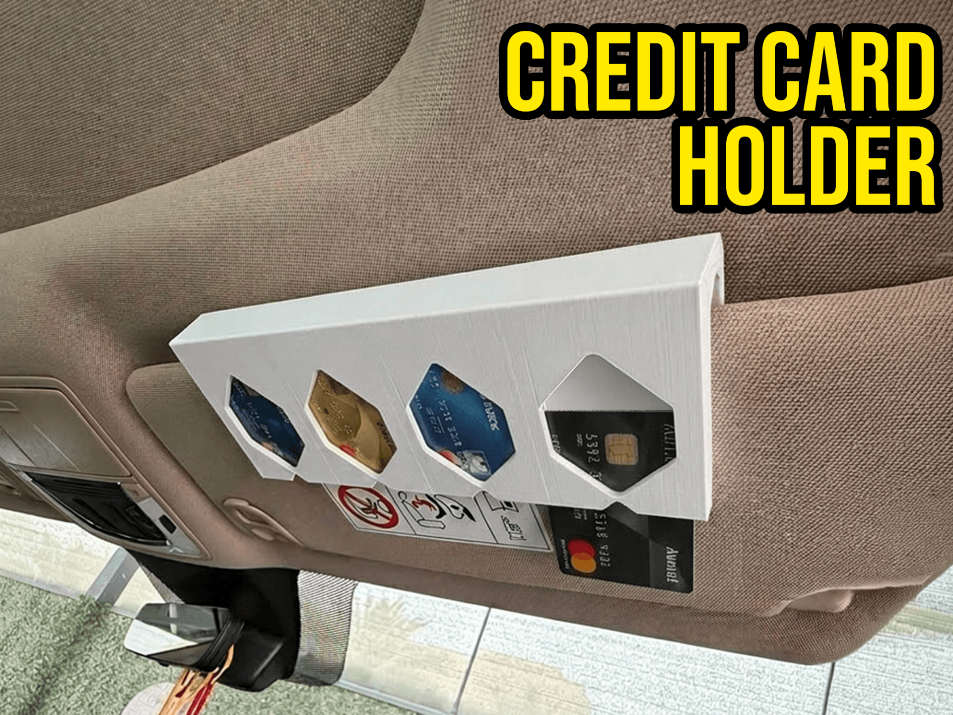 Fancy 4 Slot Sun Visor Card Holder