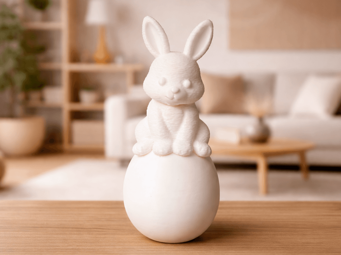 Sitzender Osterhase auf Osterei 