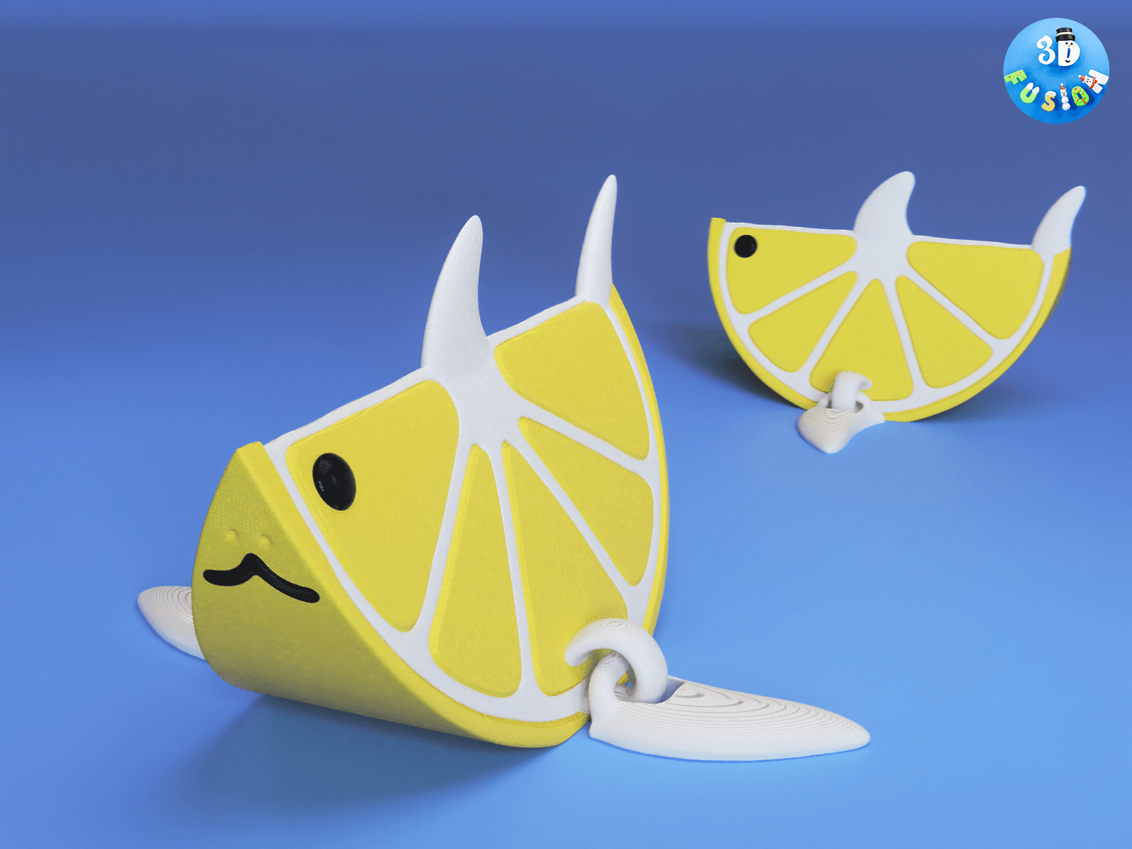 Flexi Lemon Shark : Cute Print in Place Toy + Key