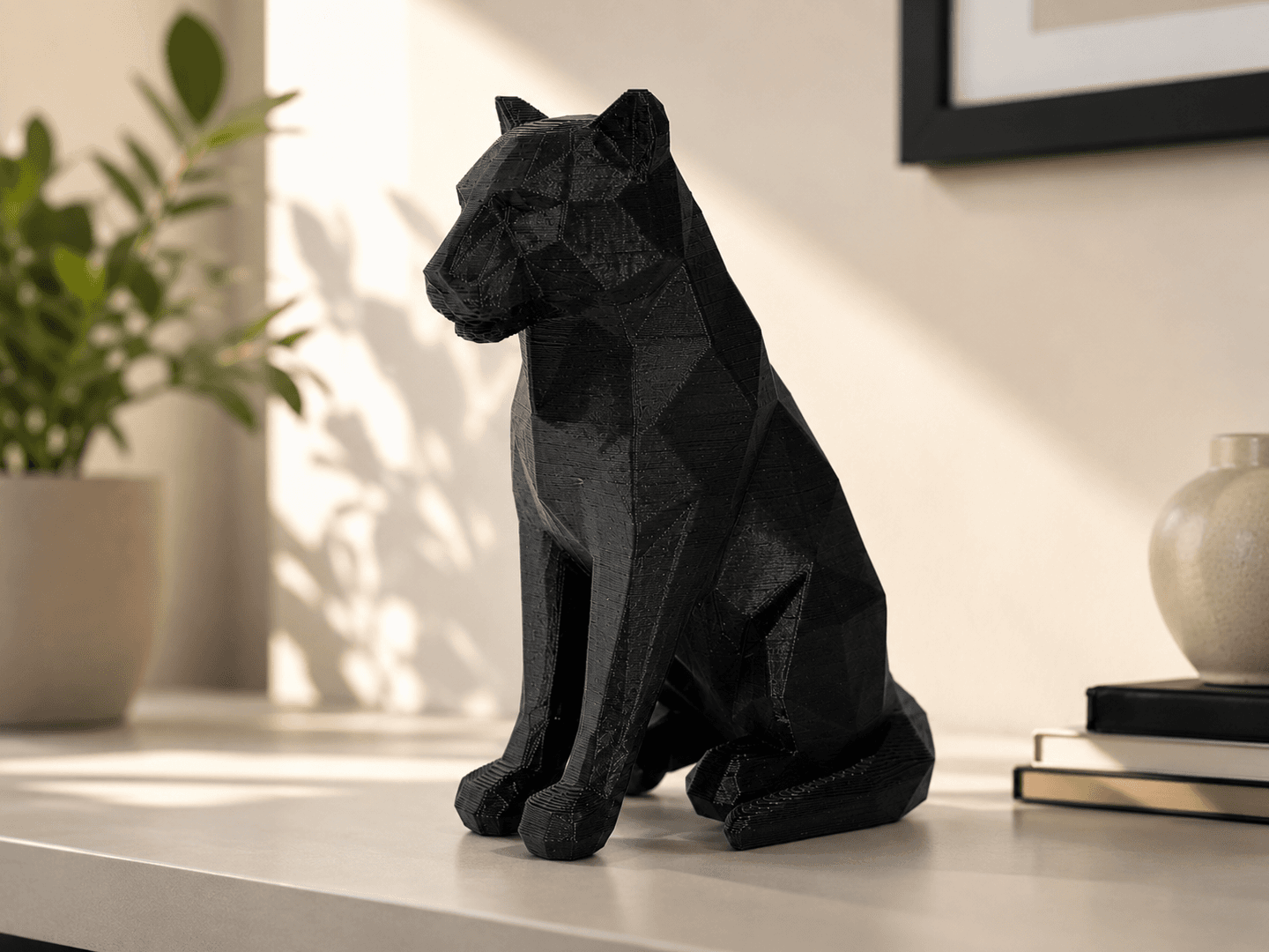 Low Poly Panther — Minimal 3D Printed Statue