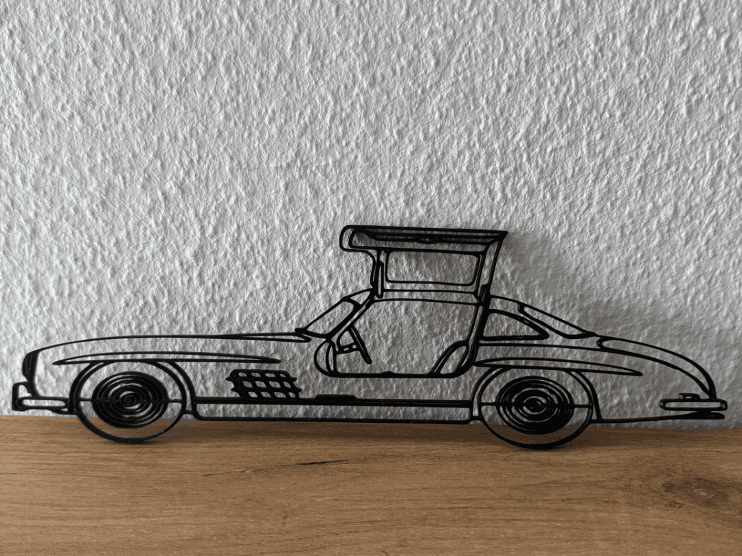 Mercedes Benz SLS AMG Linienkunst - Wanddekoration