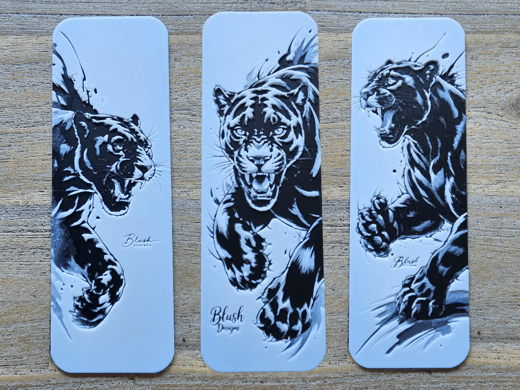 A Beautiful Bookmark Set, 3 Panthers inked style