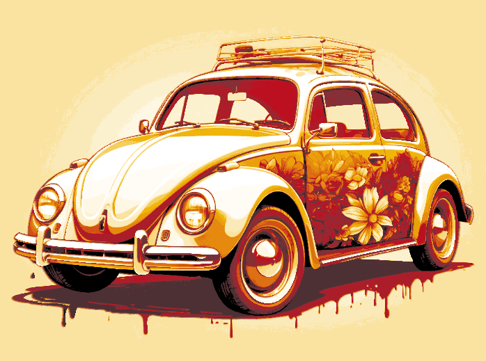 Hueforge Fan Art - Movie Car Series - 1963 Volkswagen Beetle - Herbie and Bumblebee (original)