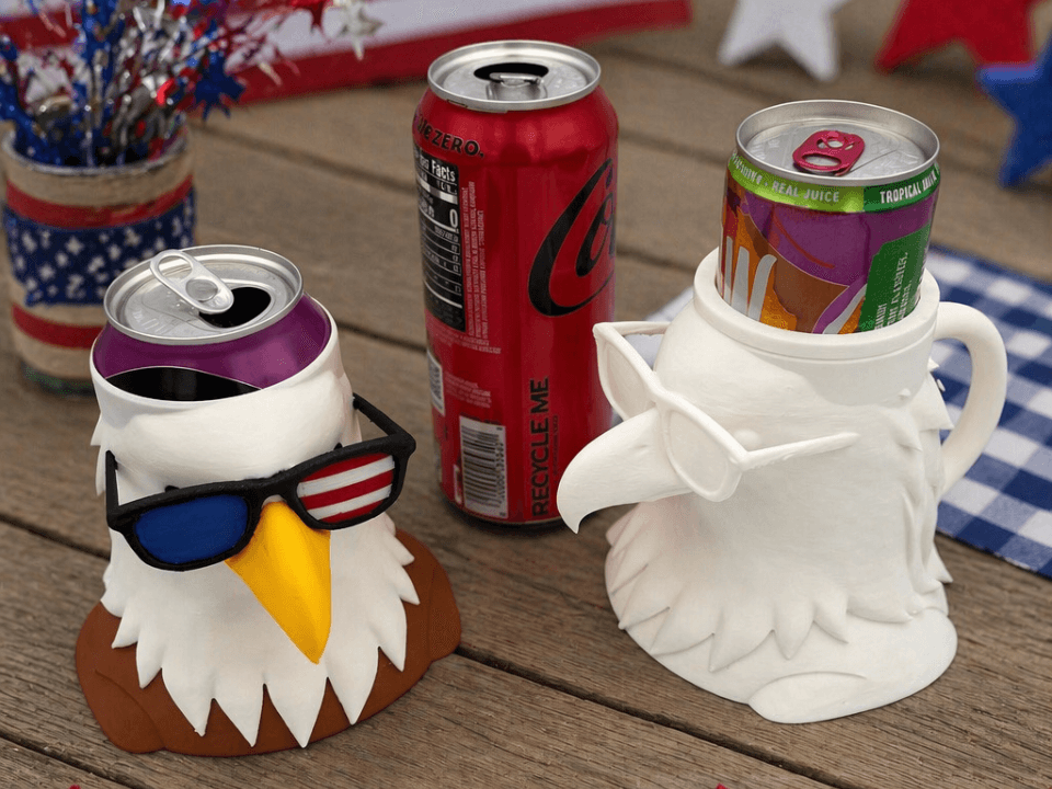 Bald Eagle with Sunglasses Can Holder / Koozie