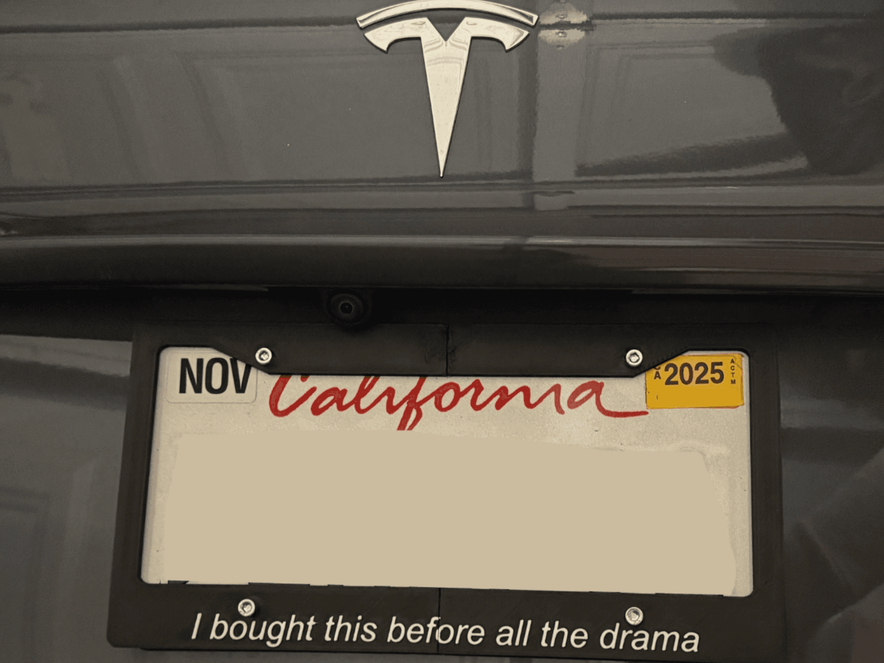 License Plate Frame for regretting Tesla owners
