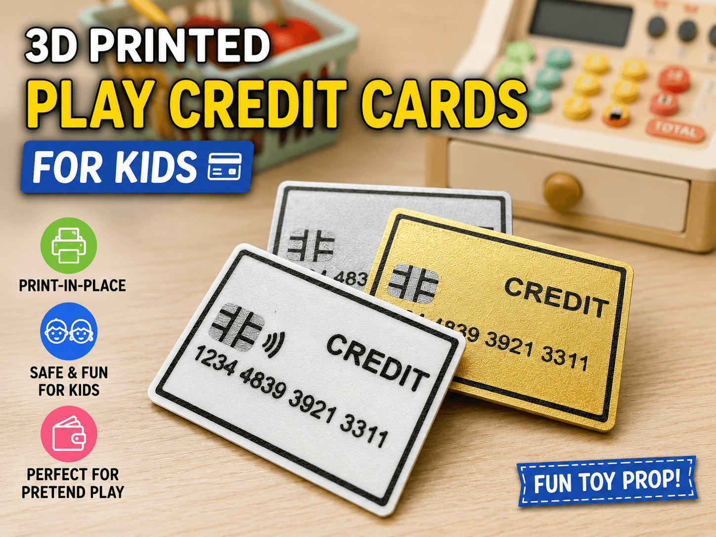 3D Printed Play Credit Cards for Kids