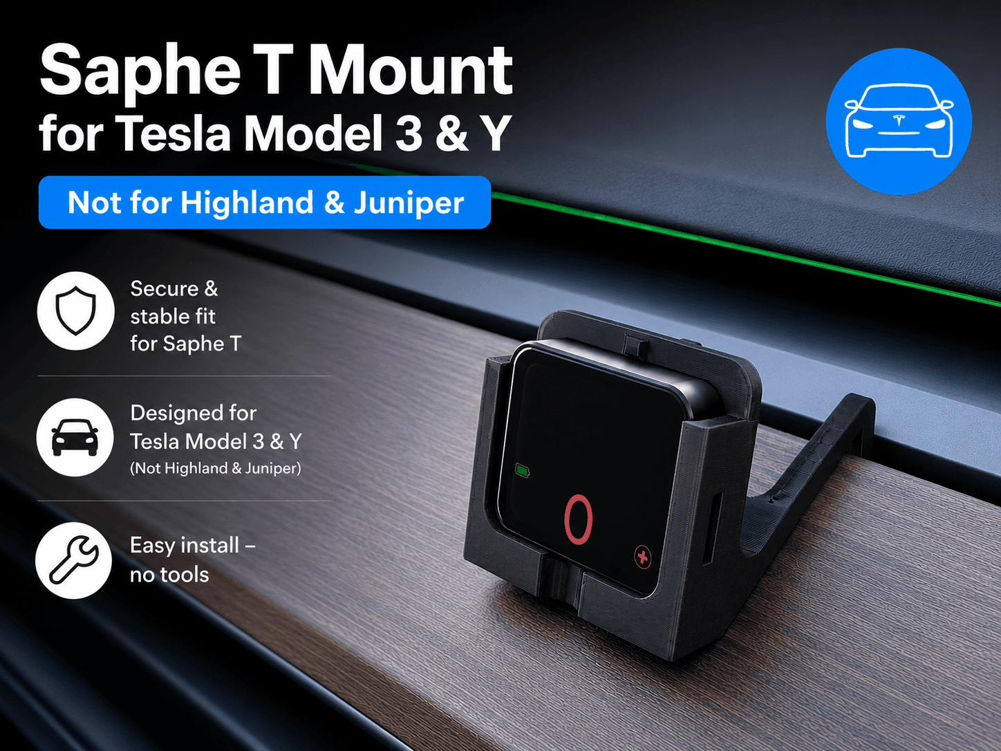 Tesla Model 3/Y Saphe T Dashboard Mount
