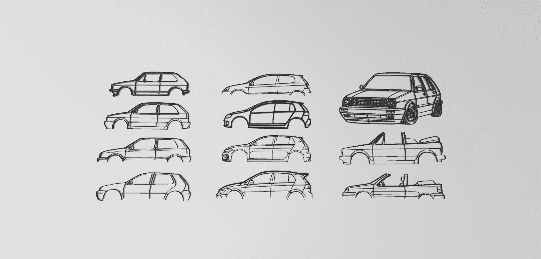 VW Golf Collection 2D Wall Art