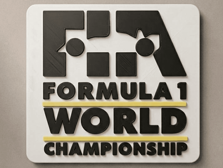 “Vintage F1 Logo – Fast, Support-Free Printing”