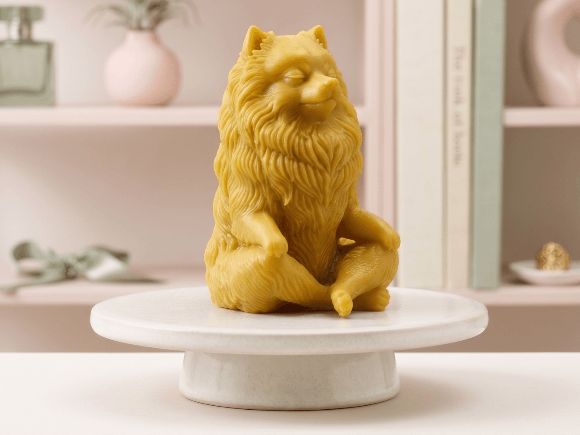 Meditating Pomeranian Dog - Zen Yoga Statue 