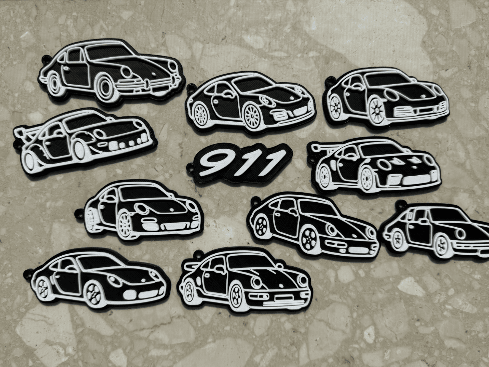 All Porsche 911 Silhouette Keychain Collection