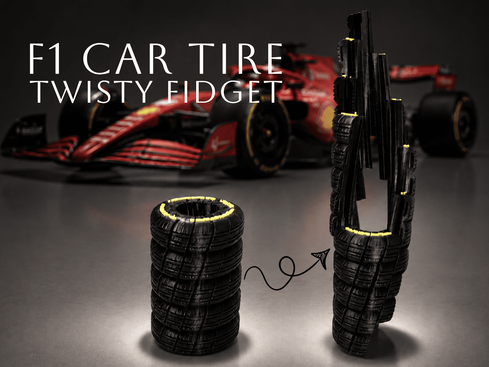 F1 Car Tire Stack Twisty Fidget Toy