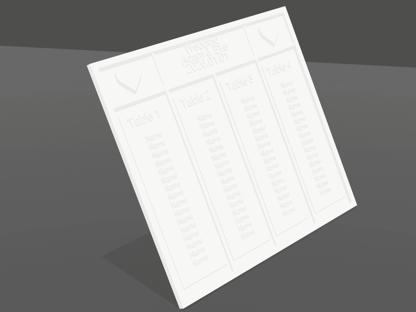 Customizable Wedding Seating Chart – 4 Tables