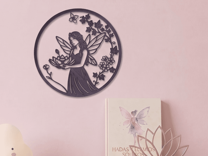 Wallart - Fairy and lotus flower