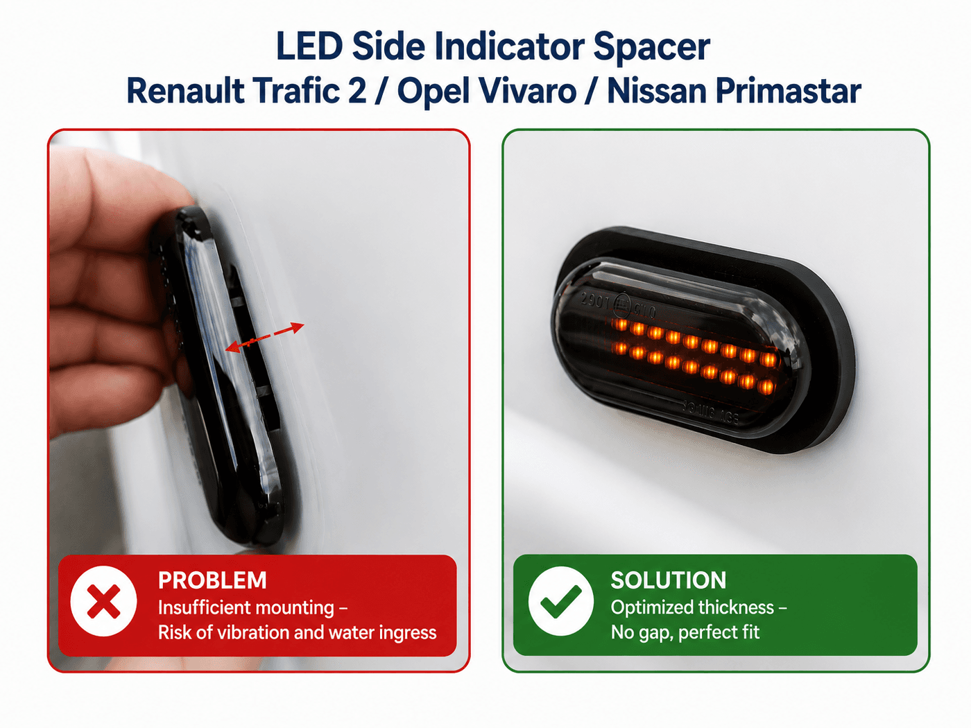 Led side indicator spacer for Trafic 2 / Vivaro 
