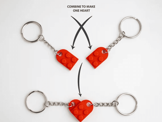 Brick Heart Keychain Set