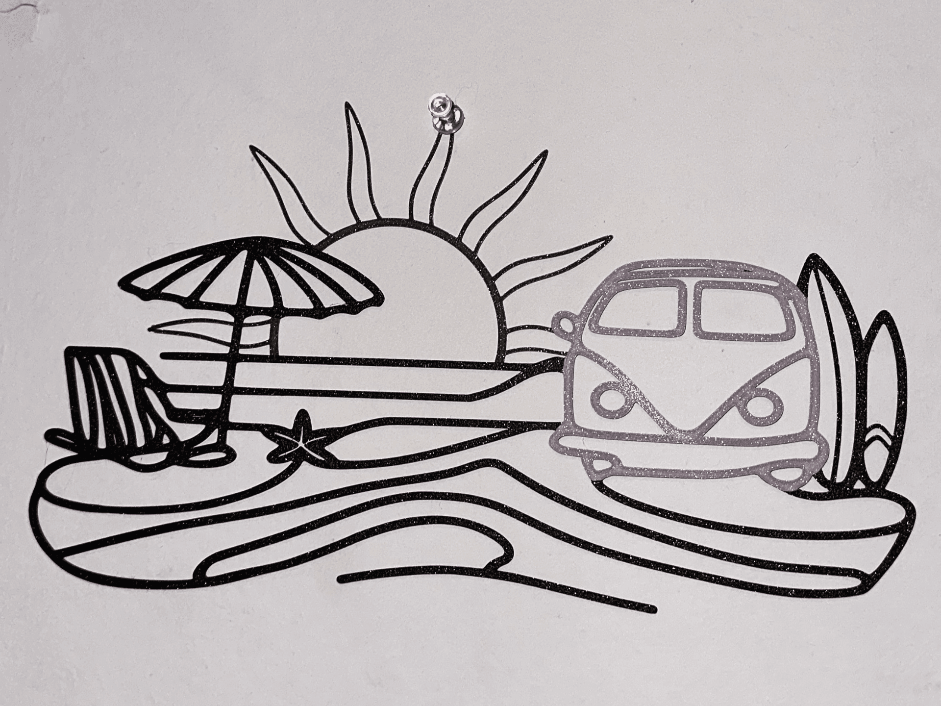 Wall Art, Ocean Beach Sunset Scene with VW Van