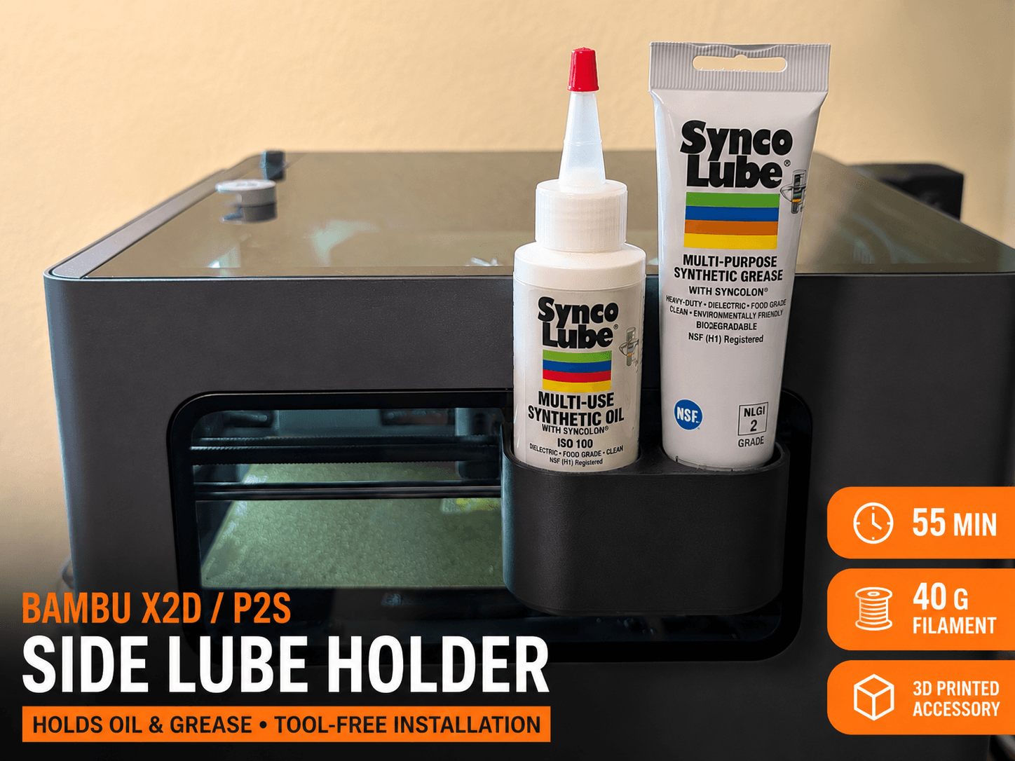 Bambu X2D / P2S / P1S Side/Rear Lube Holder