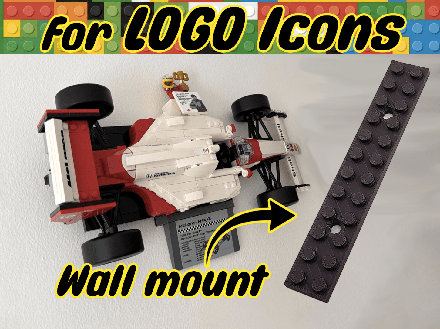 Wall mount for bricks logo icons formula 1