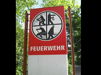 Feuerwehr Wappen spiegelverkehrt für Linolstich