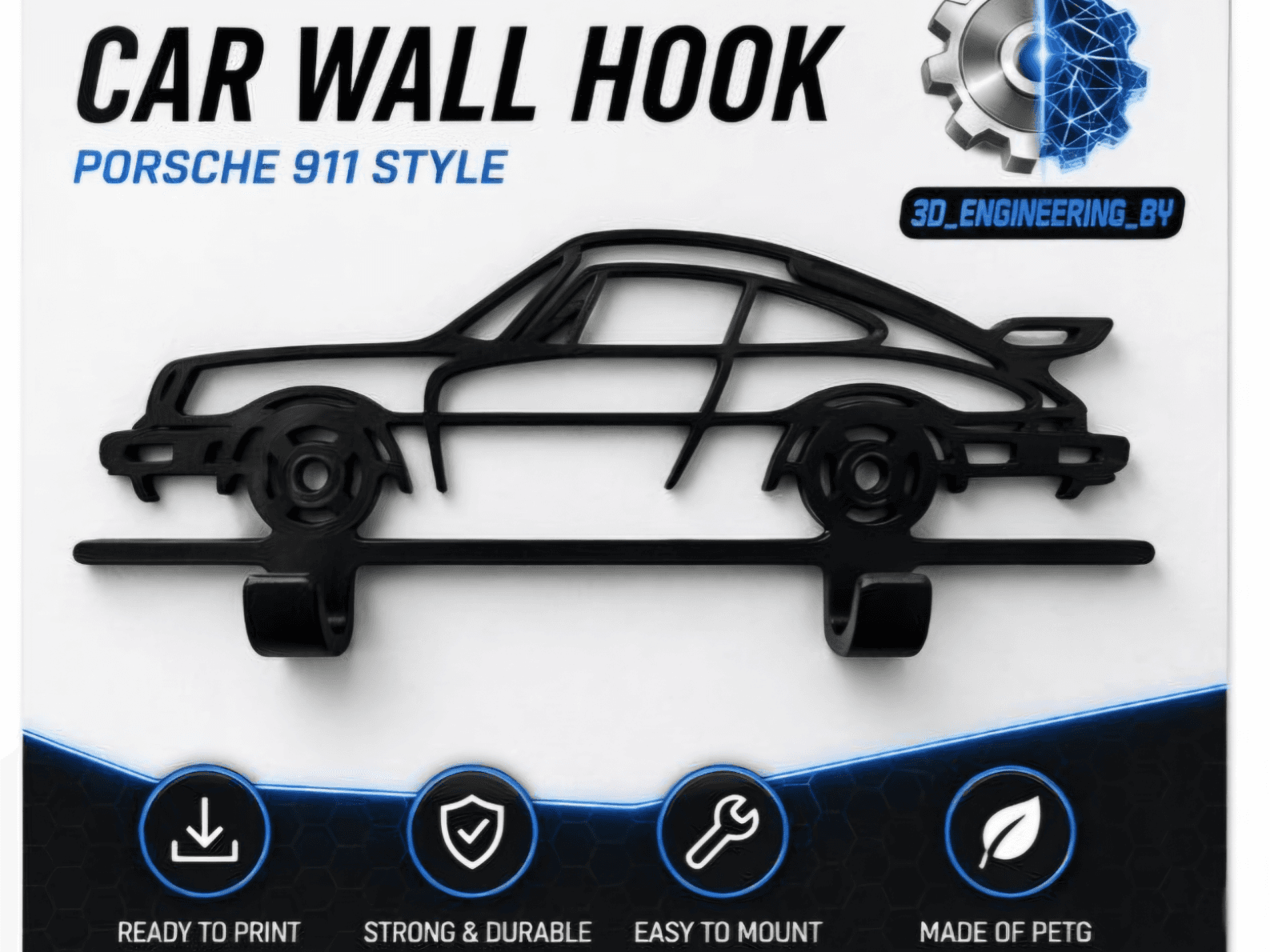 Car wall hook (Porsche 911 style)