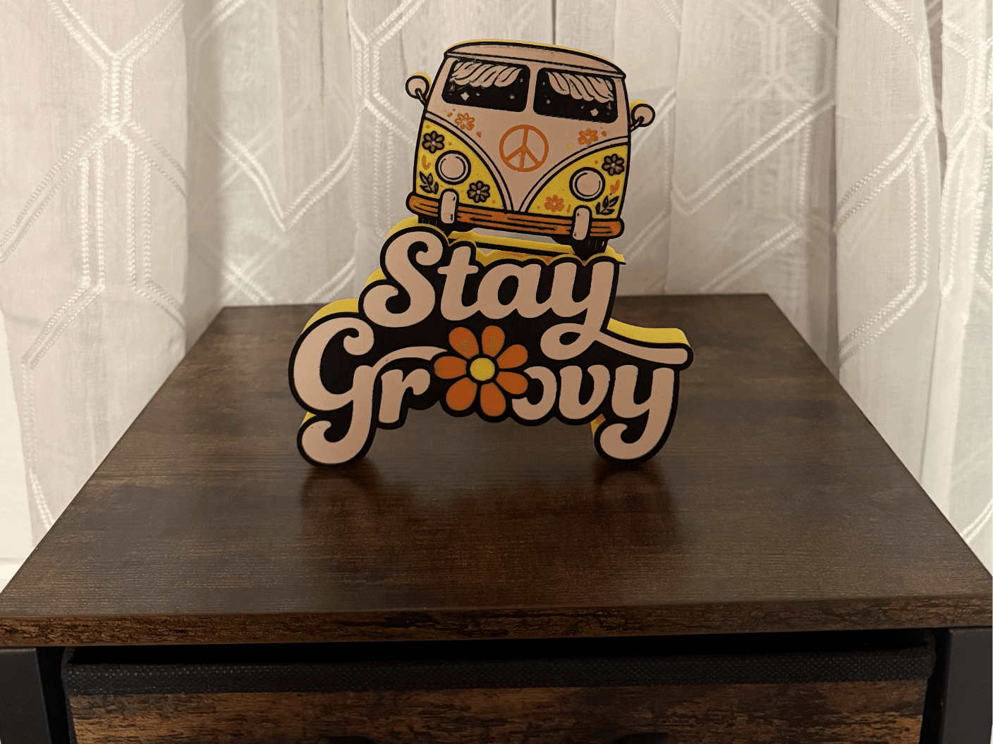 Stay Groovy Retro Van Sign – Hippie Art