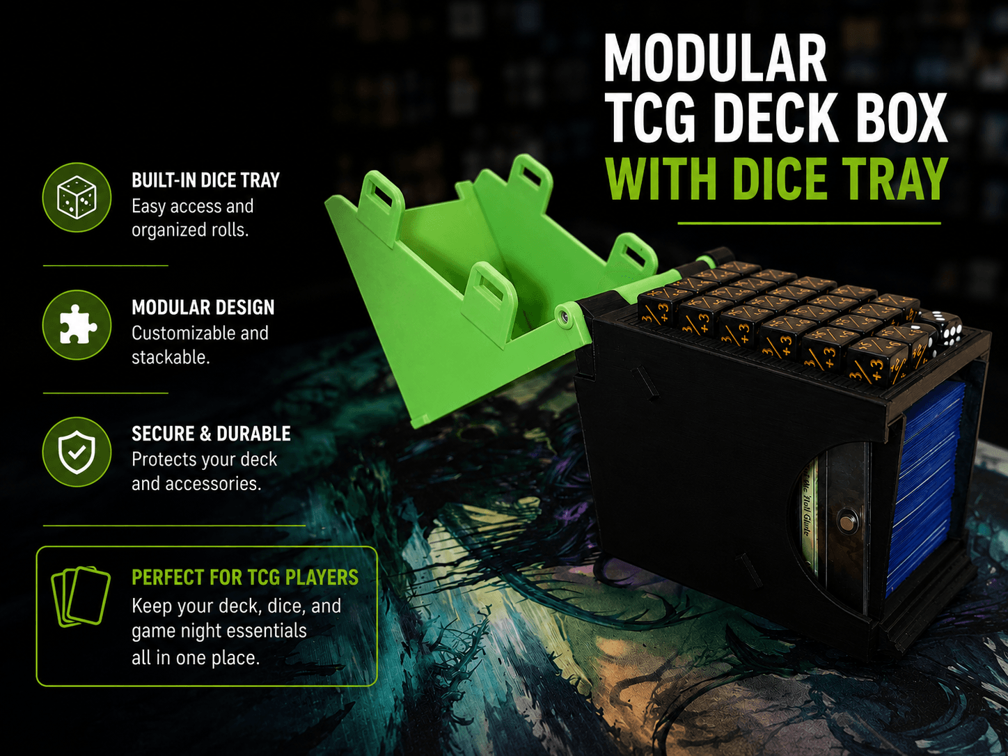 Modular TCG Deck Box with Dice Tray