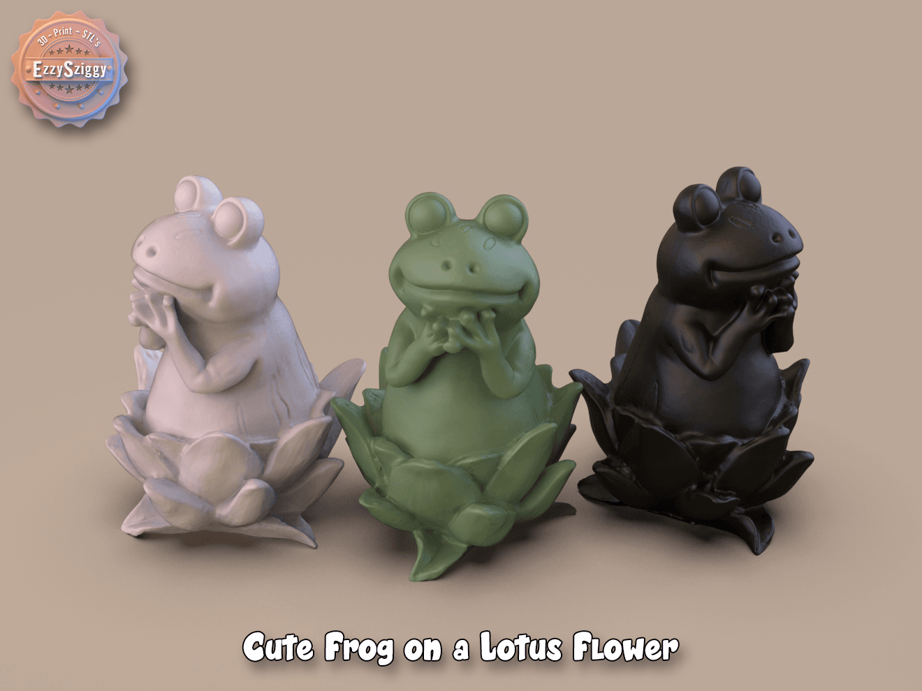 Cute Frog on a Lotus Flower
