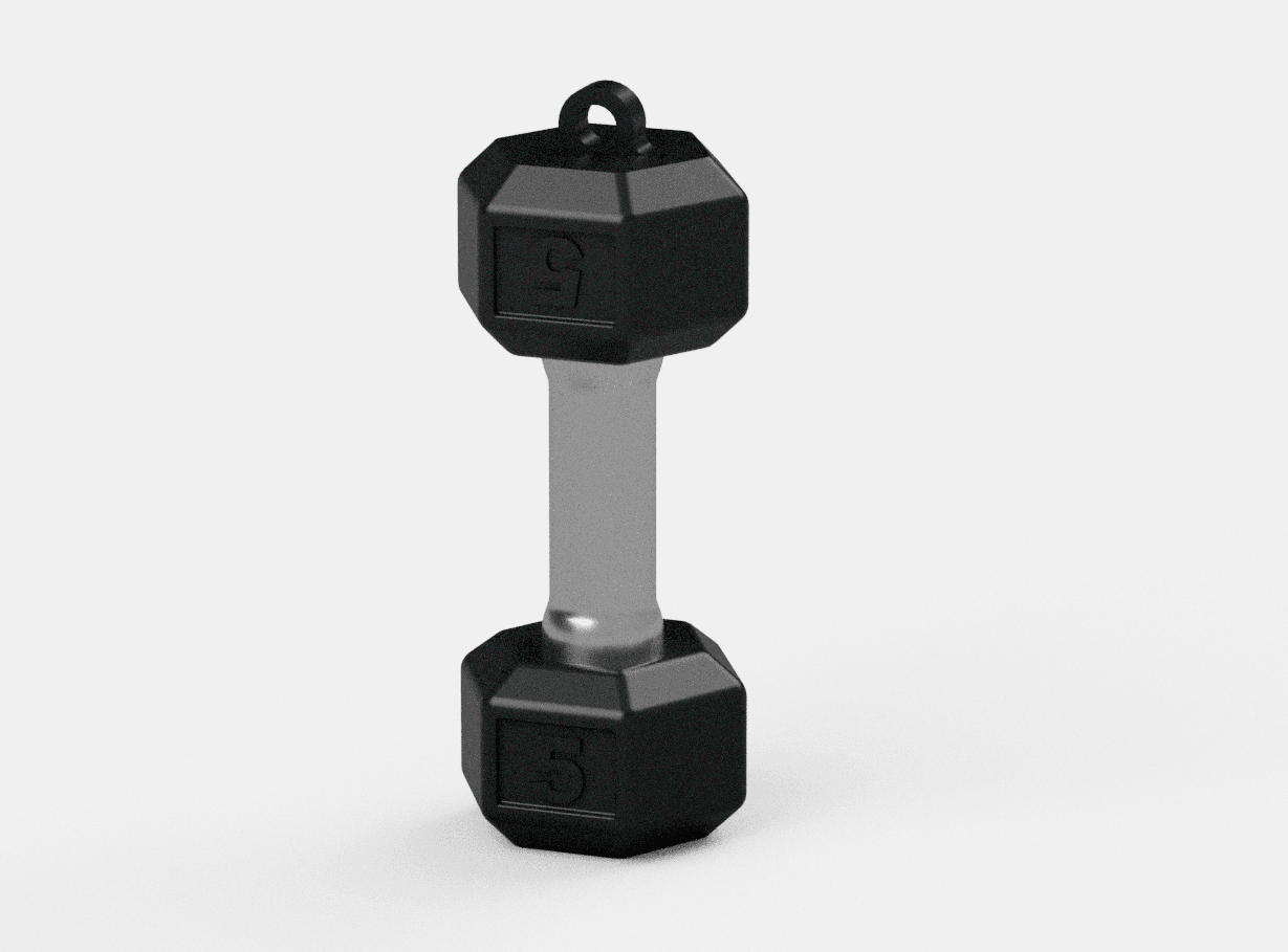 Tiny dumbbell keychain