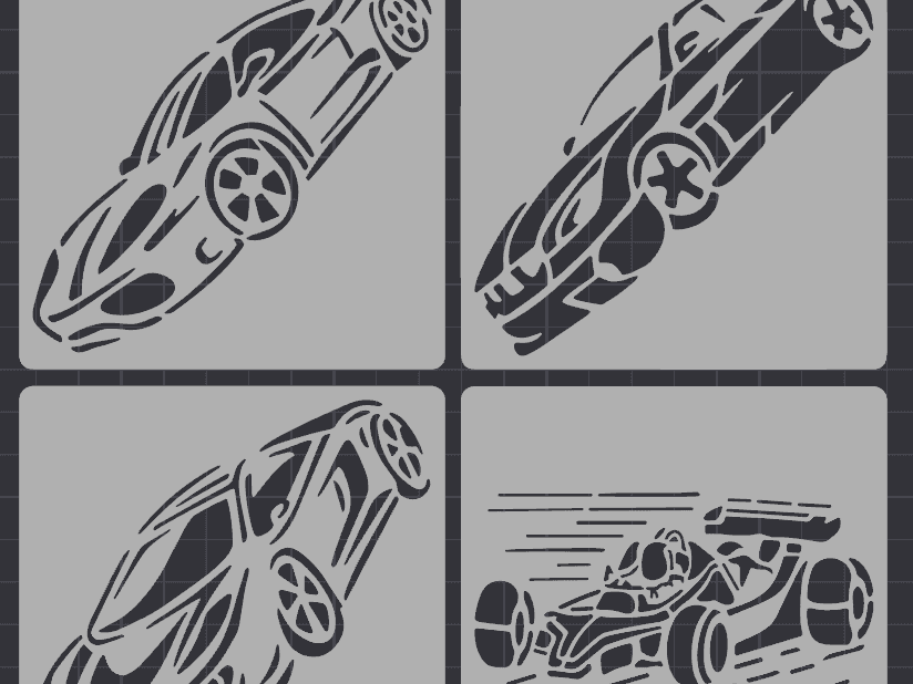 Race Cars stencils (set of 4)