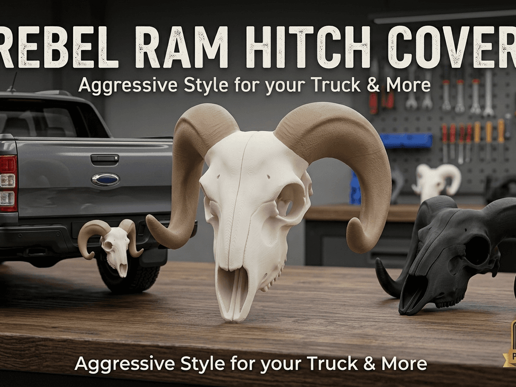 Rebel Ram Hitch Cover - Aggressive Truck Tailgate
