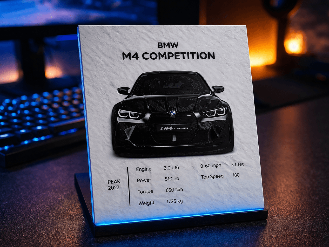 BMW M4 Poster Data Sheet Hueforge