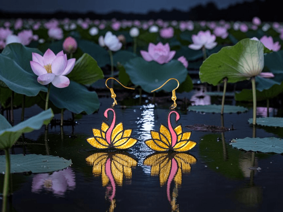 Swan lotus earrings