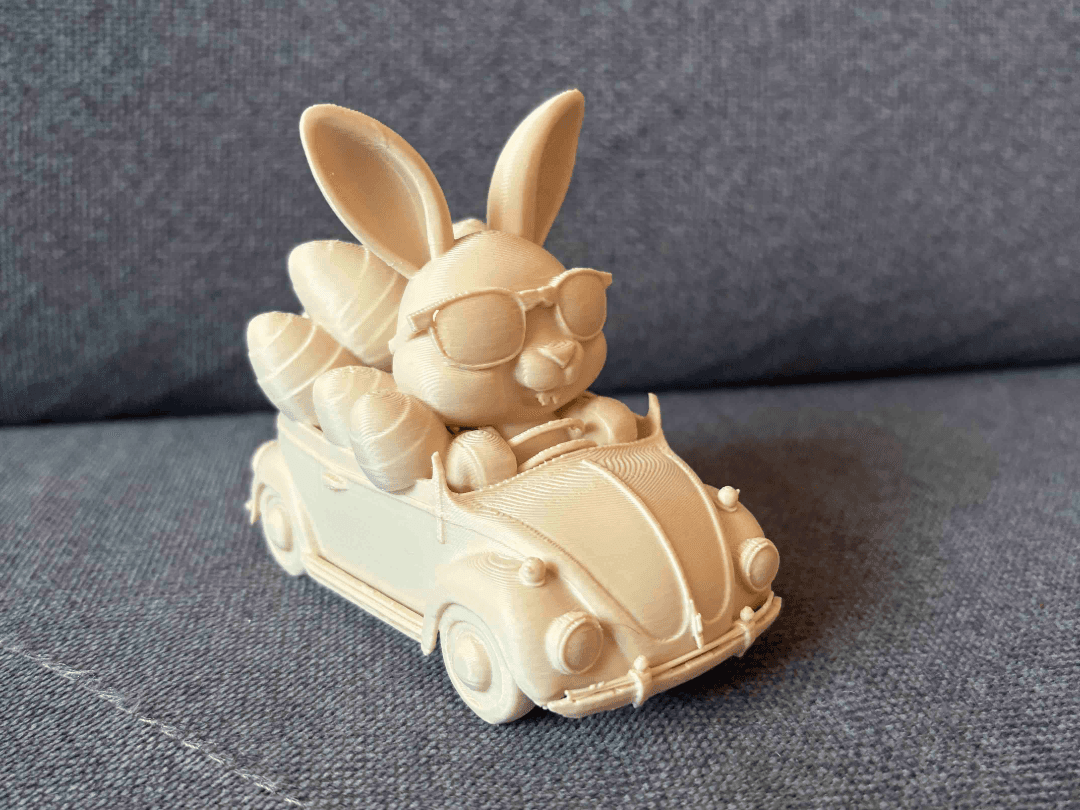 Easter bunny in the car