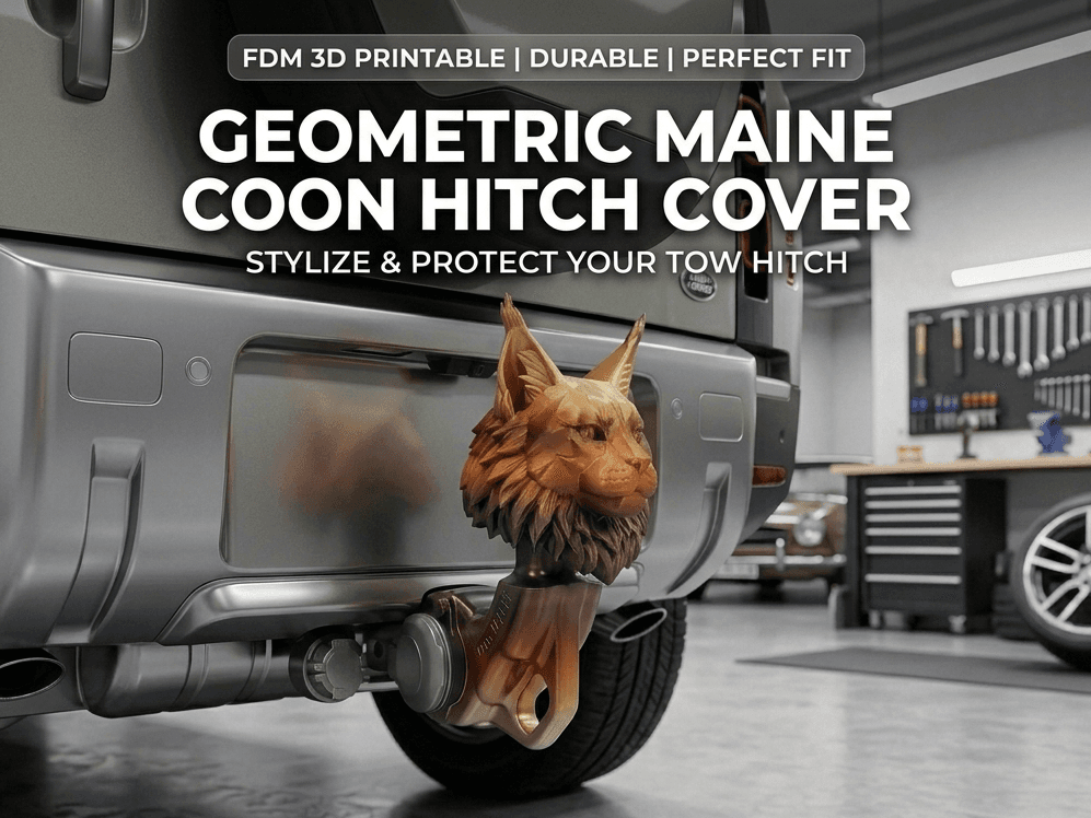 Geometric Maine Coon Tow Hitch Cover