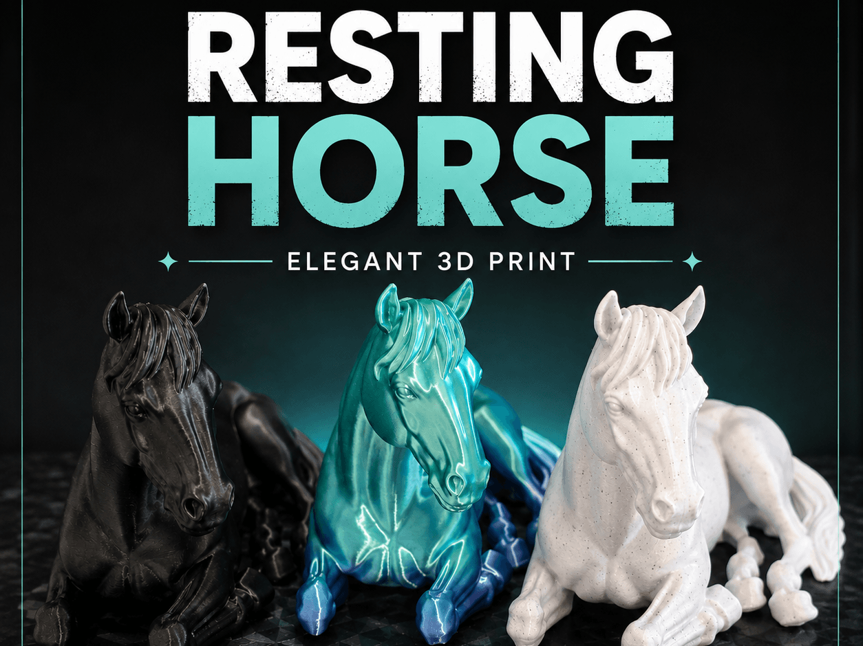 Elegant Lying Horse Statue