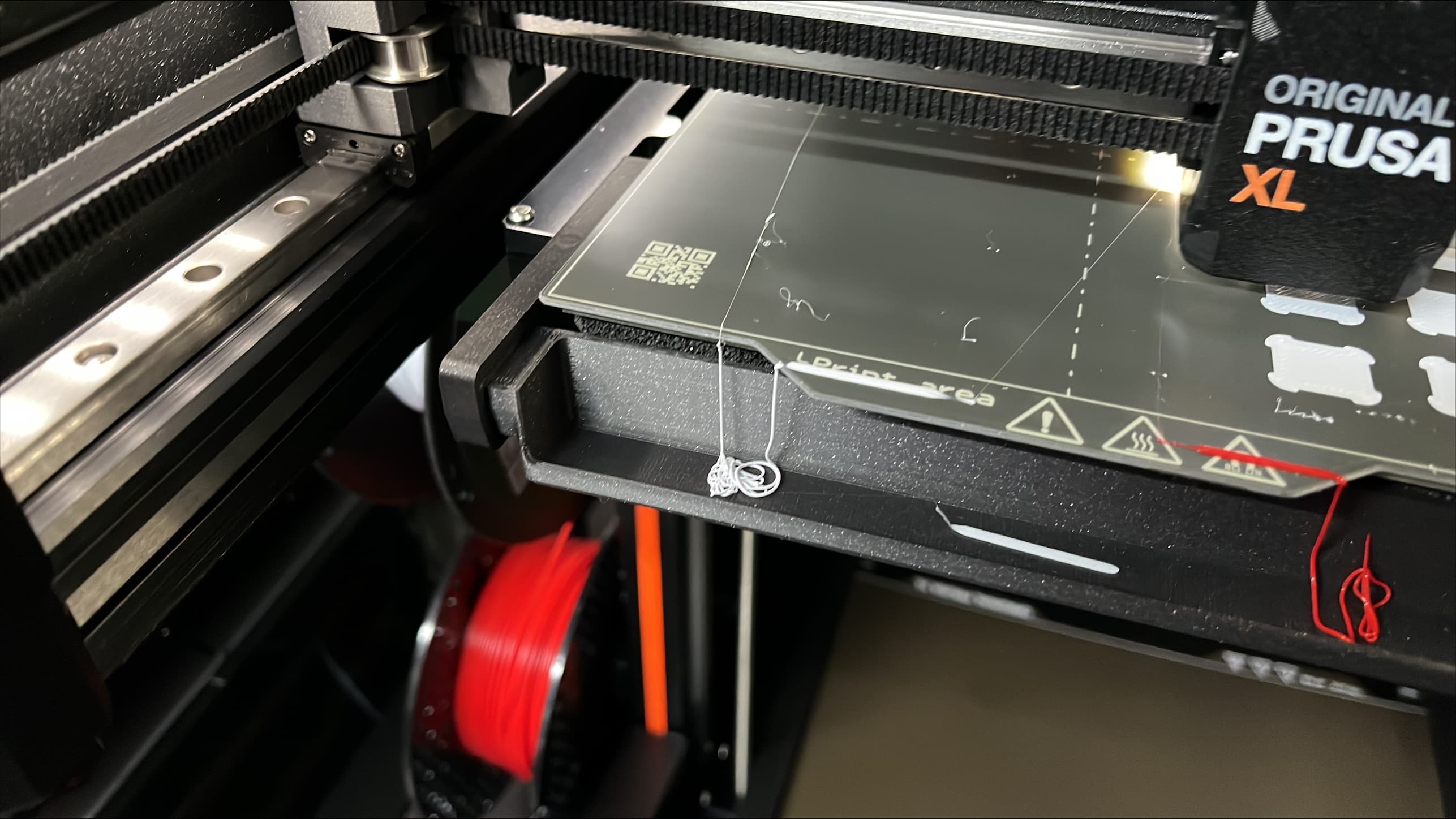 Prusa XL Purge Tray Clamp with heat inserts, 9 mm shorter
