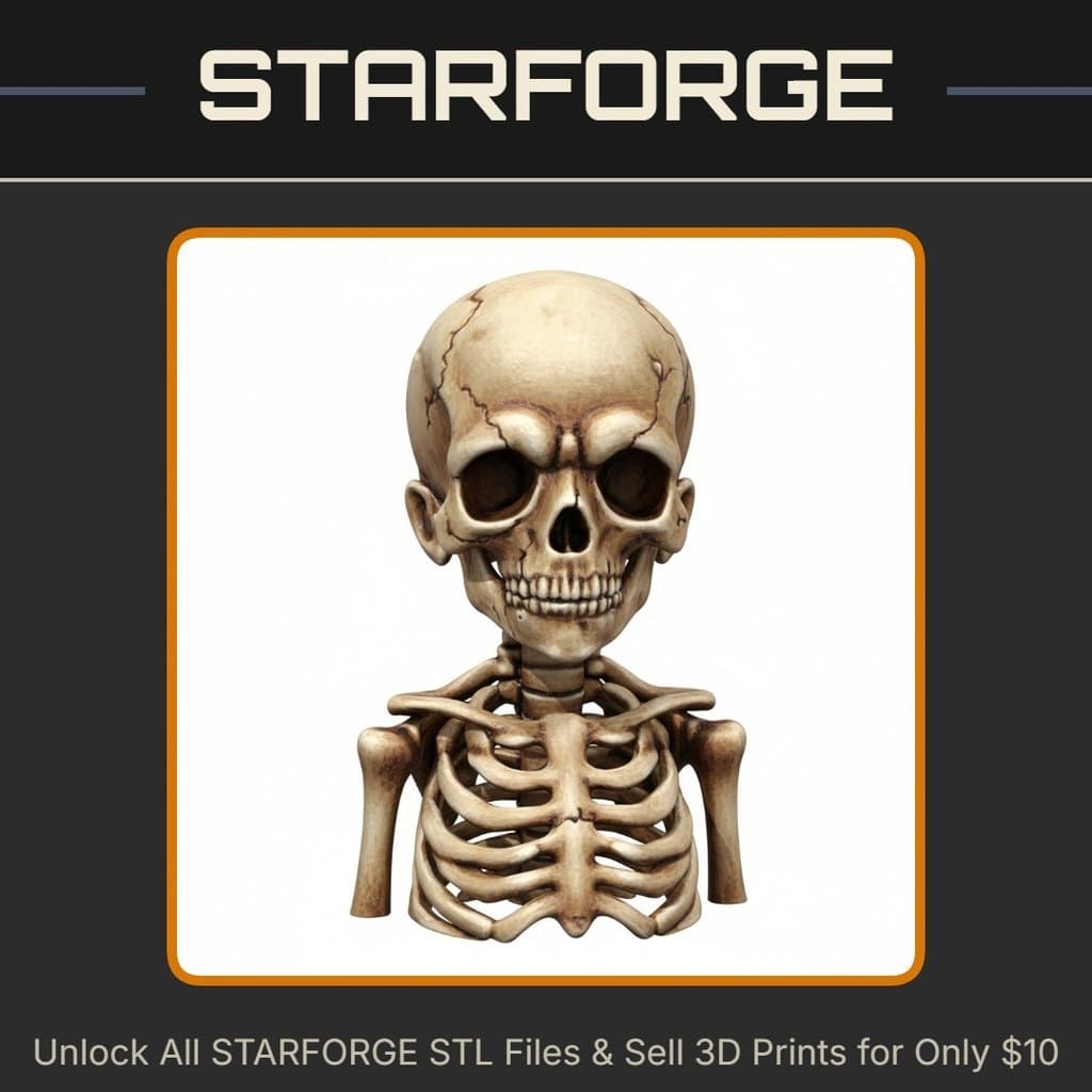1/4 Scale Spooky Skeleton Kid Bust Sculpture StarForge Kits 3D Print STL File