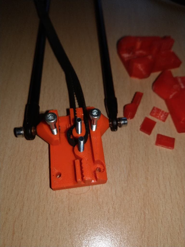 "Stronger" Kossel Carriage with integrated belt clips and screw for open belts