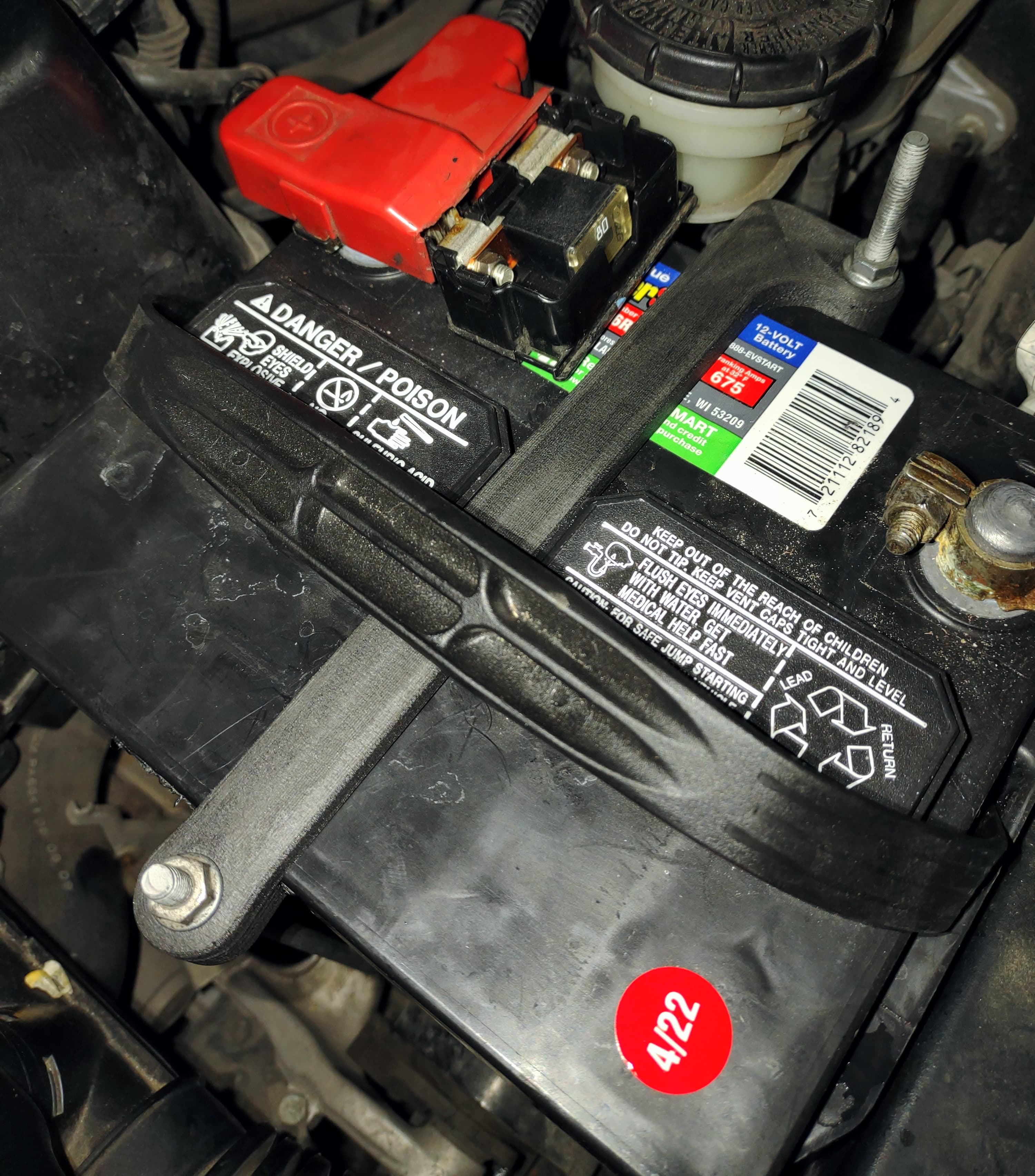 Honda Fit battery hold down for oversized battery