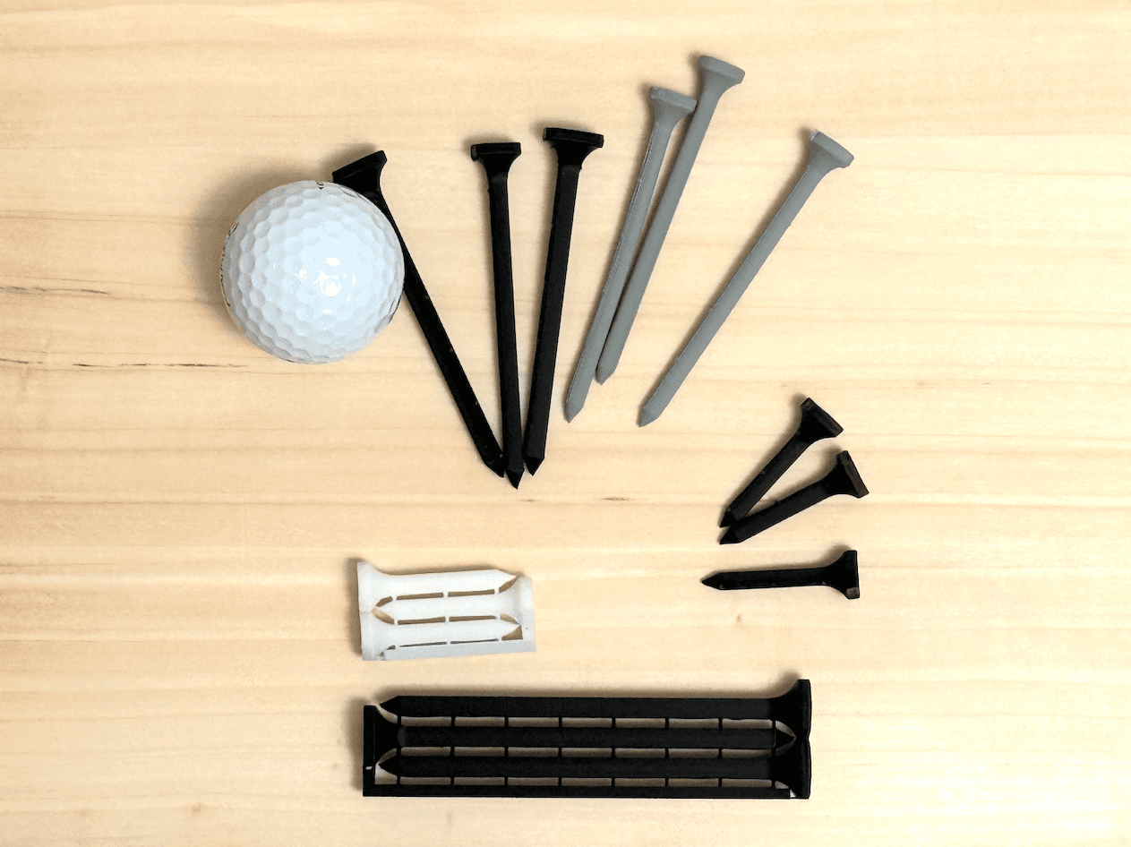 Durable Golf Tee - 5 Different Lengths - Prints Flat for Strength