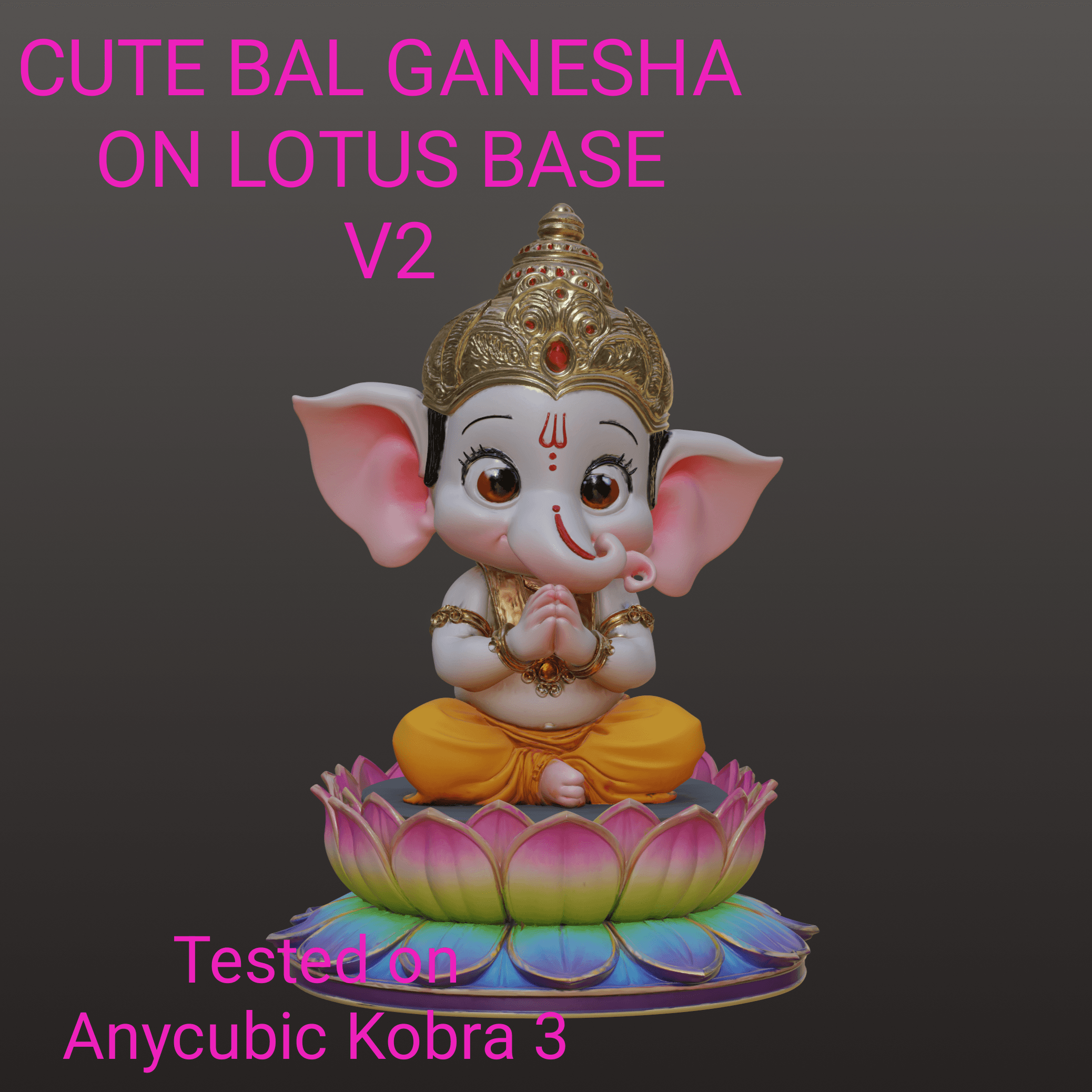 Divine Chibi Ganesha on Sacred Lotus – High-Detail 3D Printable