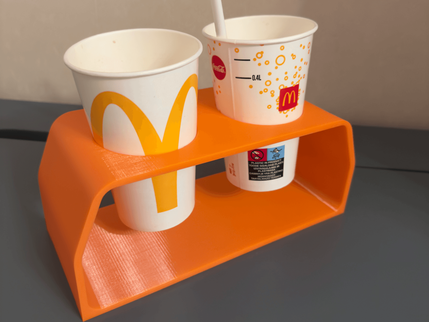 Backpack fast food cup holder