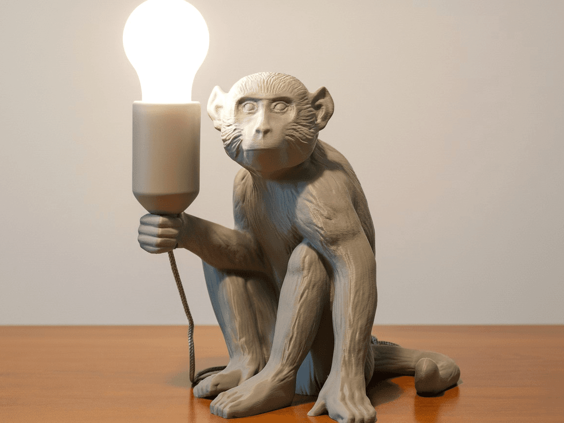 Seated Monkey Lamp – Adjustable Bulb Remix